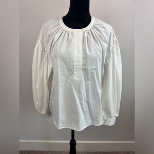 NWT: Banana Republic Poplin Pleated Blouse In New off White Size Medium